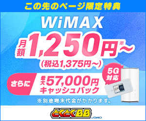GMO WiMAXのキャッシュバックキャンペーン（2021年）